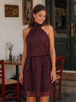 Don’t be basic - Brown Polka Dots Drop Waist 1 Dress