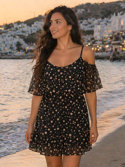 Don’t be basic - Black Polka Dots Flared 1 Dress