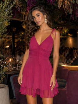 Don’t be basic - Magenta Solid/Plain Flared 1 Dress