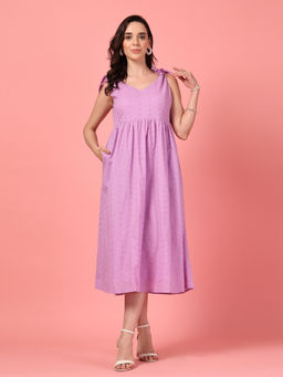GULABiDRESS - Purple Self Design Empire 1 Dress