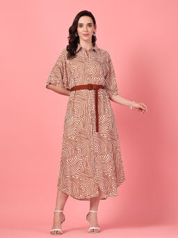 GULABiDRESS - Brown Printed Empire 1 Dress