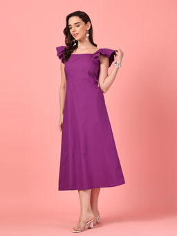 GULABiDRESS - Purple Solid Plain Empire 1 Dress