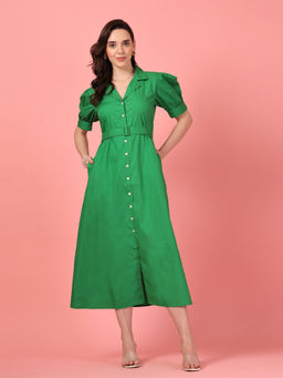 GULABiDRESS - Green Printed Empire 1 Dress