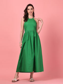 GULABiDRESS - Green Printed Empire 1 Dress