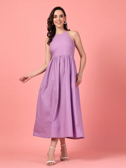 GULABiDRESS - Purple Solid Plain Empire 1 Dress