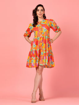 GULABiDRESS - Orange Floral Empire 1 Dress