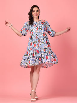 GULABiDRESS - Blue Printed Empire 1 Dress
