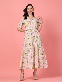 GULABiDRESS - White Printed Empire 1 Dress