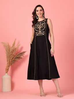 GULABiDRESS - Black Printed Empire 1 Dress