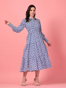 GULABiDRESS - Blue Printed Empire 1 Dress