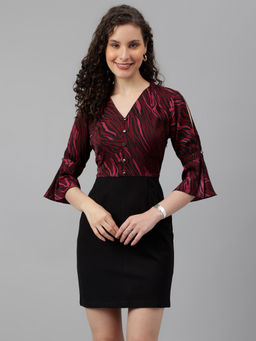 Latin Quarters - Black Printed Bodycon 1 Dress