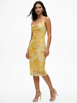 Outzidr - Yellow Floral Bodycon 1 Dress