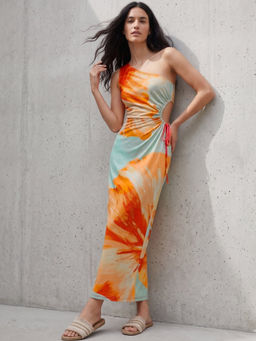 Outzidr - Multi-Color Floral A-Line 1 Dress