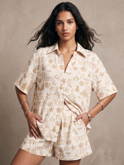 Outzidr - Beige Printed Co-Ord Set