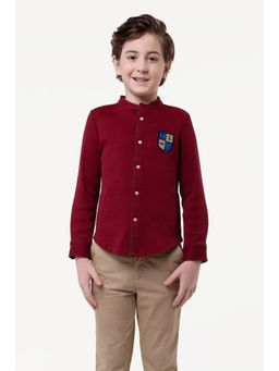 One Friday - Kids Boys Wine Chinese Collar Shirt