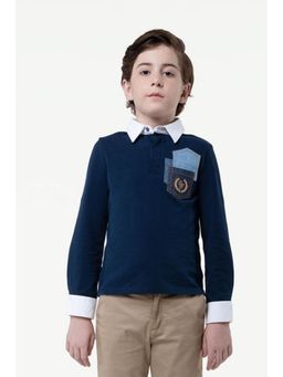 One Friday - Kids Boys Navy Blue Knitted Cotton T-shirt