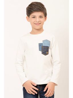 One Friday - Kids Boys Off White Knitted Cotton T-shirt