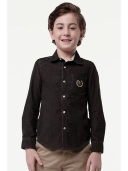 One Friday - Kids Boys Brown Woven Cotton Shirt