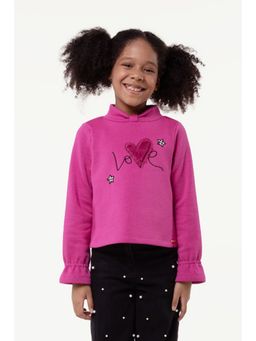One Friday - Kids Girls Pink Full Sleeves Cotton Sweat Shirt