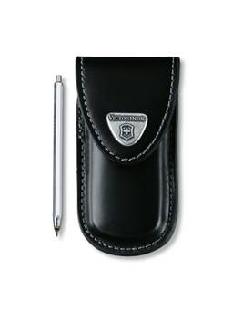 Victorinox - Leather Pouch, Black With Belt Clip And Pencil (S)