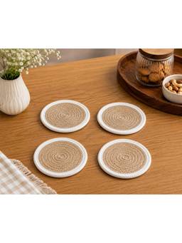 Prakartik - Cotton Braided Round Coasters (Pack of 4)