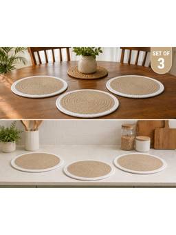 Prakartik - Cotton Braided Round Trivet (Pack of 3)