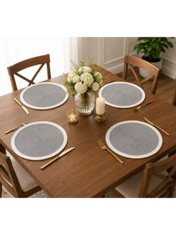 Prakartik - Cotton Braided 38 cm Round Placemat (Pack of 4)