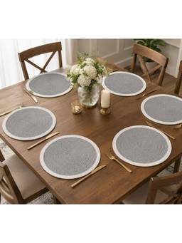 Prakartik - Cotton Braided 38 cm Round Placemat (Pack of 6)