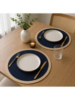 Prakartik - Cotton Braided 38 cm Round Placemat (Pack of 2)