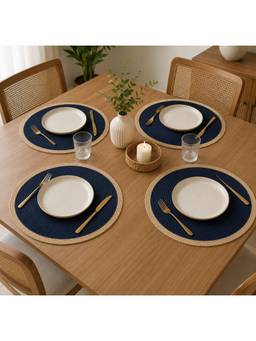 Prakartik - Cotton Braided 38 cm Round Placemat (Pack of 4)