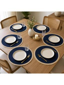 Prakartik - Cotton Braided 38 cm Round Placemat (Pack of 6)