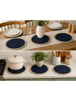Prakartik - Cotton Braided Round Trivet (Pack of 3)