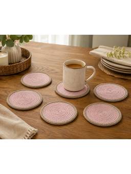 Prakartik - Cotton Braided Round Coasters (Pack of 6)