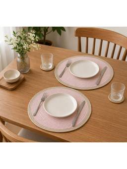 Prakartik - Cotton Braided 38 cm Round Placemat (Pack of 2)