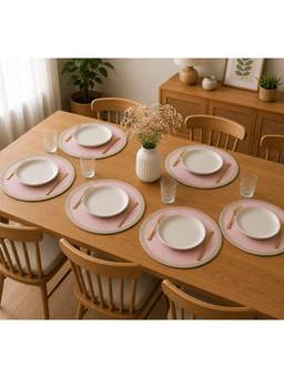 Prakartik - Cotton Braided 38 cm Round Placemat (Pack of 6)