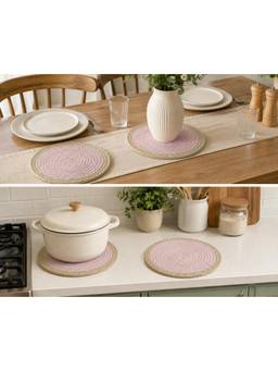 Prakartik - Cotton Braided Round Trivet (Pack of 2)