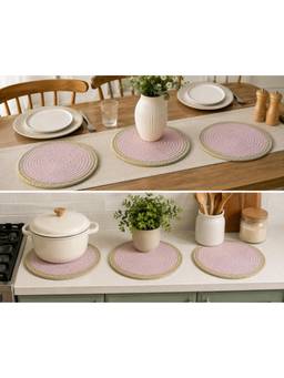 Prakartik - Cotton Braided Round Trivet (Pack of 3)