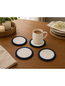 Prakartik - Cotton Braided Round Coasters (Pack of 4)