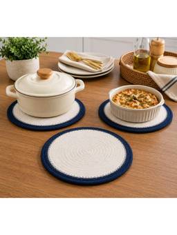 Prakartik - Cotton Braided Round Trivet (Pack of 3)