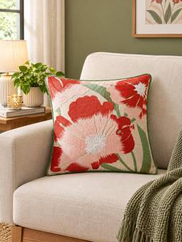 Haus & Kinder - Botanical Bloom Embroidered Rust Cushion Cover
