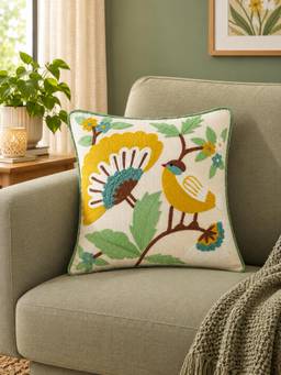 Haus & Kinder - Bird and Bloom Embroidered Cushion Cover