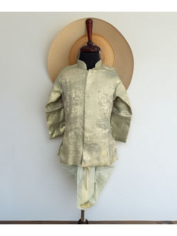 devils n angels - Gold Shimmer Pista Green Kurta with Dhoti