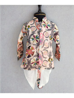 devils n angels - Peach Coloured Printed Kurta with Dhoti