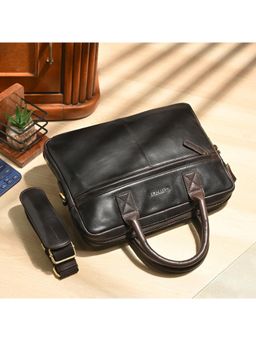 Valentino - West Port Brown Unisex Premium Leather Laptop Bag