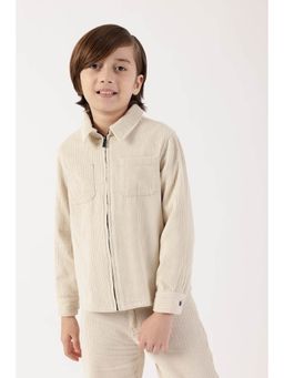 One Friday - Boys Beige Cotton Knit Over Shirt