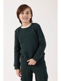 One Friday - Boys Rama Green Cotton Blend Sweatshirt