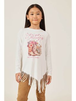 One Friday - Off White Cotton Knit Half Sleeve Top