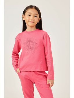 One Friday - Girls Pink Knit Sweatshirt