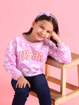 U.S. POLO ASSN. - Floral Printed Purple Full Sleeves Round Neck Sweatshirt