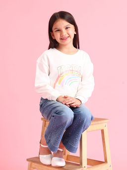 U.S. POLO ASSN. - Printed White Full Sleeves Round Neck Sweatshirt